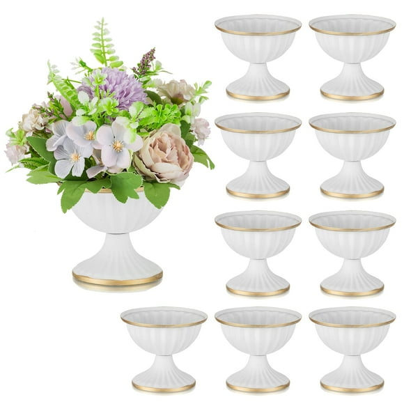 Macetas de metal blanco Sziqiqi, 3,7 cm, 10 unidades