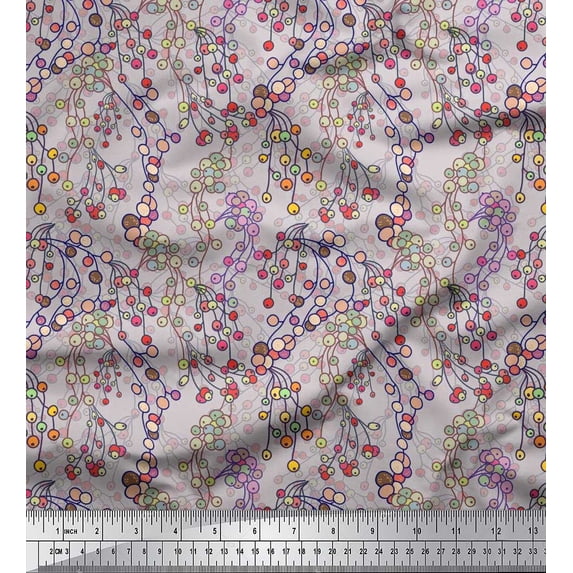Soimoi Poly Georgette Fabric Berries Artistic Printed Fabric 1 Yard 42 Inch Wide