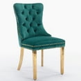 thumbnail image 3 of PORKISS Upholstered Dining Chairs, Modern Velvet Dining Room Chairs Set of 2 with Golden Stainless Steel Plating Legs, Tufted Solid Wood Kitchen Chairs with Nailhead Trim and Back Ring, Green, 3 of 10