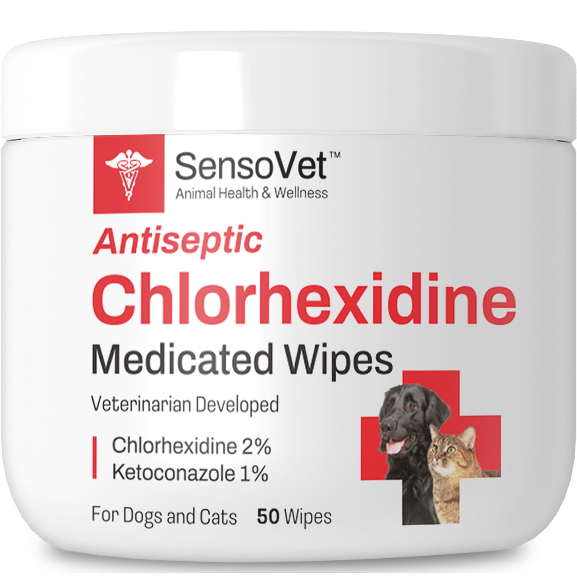 SensoVet Chlorhexidine Medicated Wipes Antiseptic Action Treats Hot