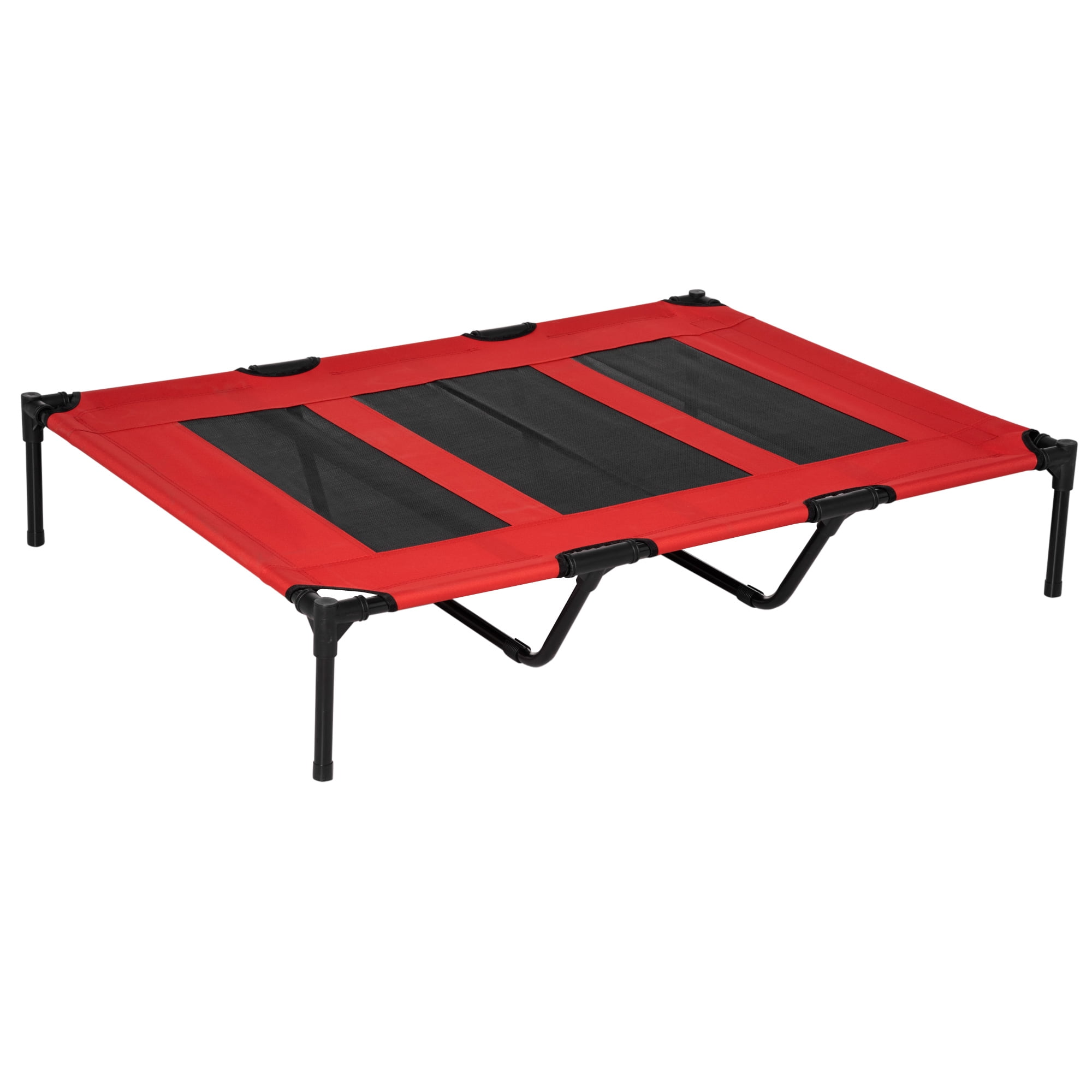 PawHut Elevated Dog Bed 48 Inches by 36 Inches Portable Pet Cot with Metal Frame and Breathable Mesh for Indoor Outdoor Use Red