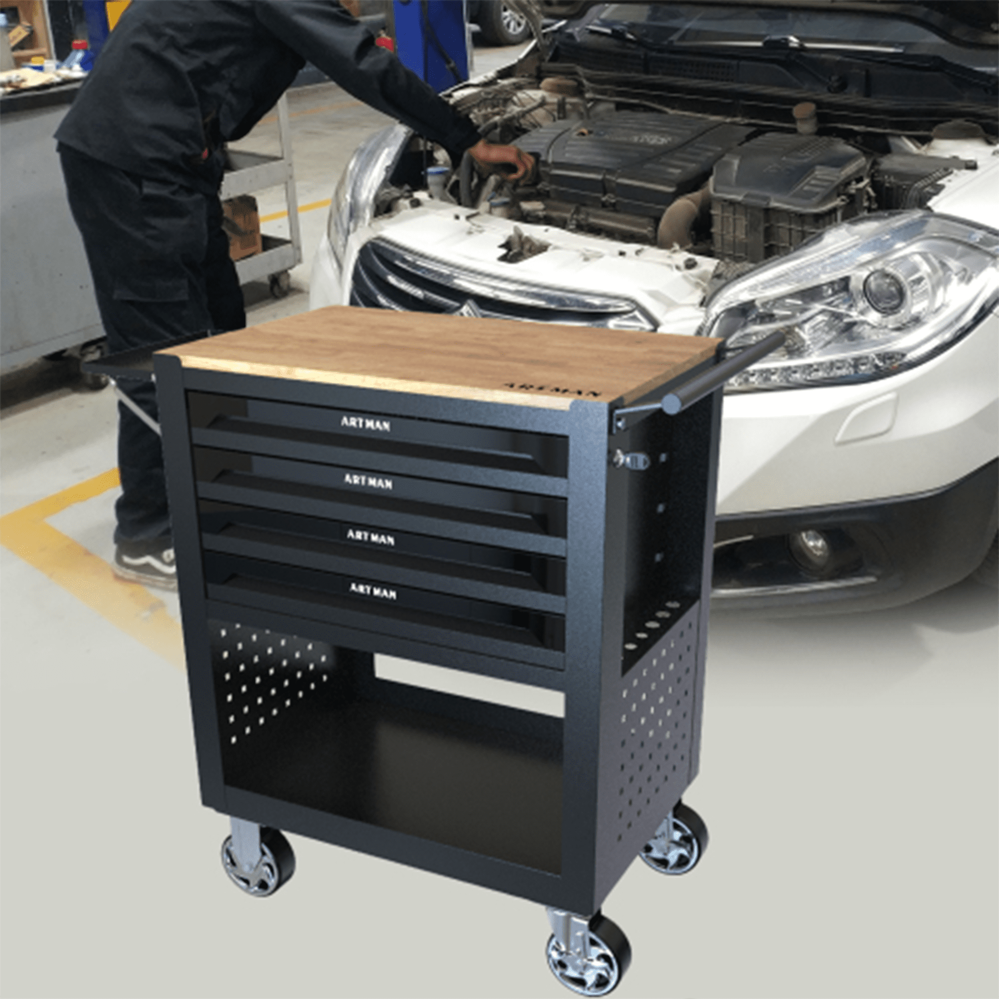 ARTMAN 4-Drawer Rolling Storage Tool Cart with Wheels and Drawers ,Tool Chest for Garage Workshop Warehouse