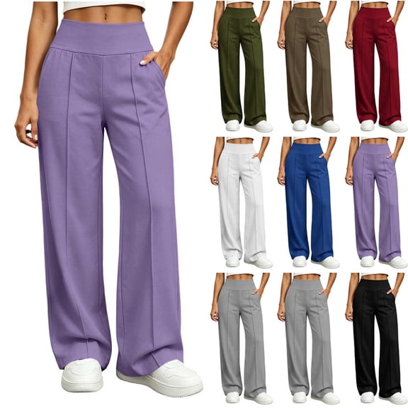 Sweatpants for Women Ihhxva High Waist with Pockets Elastic Casual Jogger Pants Cozy Lined Baggy Loungewear Workout Running Yoga Streetwear S-2XL