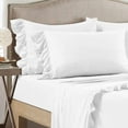 thumbnail image 3 of Ruffle Bed Sheet Set 6 Piece - 30 Inch Deep Pocket - 400 Thread Count - 100% Egyptian Cotton - Super Comfy, Extra Soft and Luxury - White Solid, Full XXL Size., 3 of 6