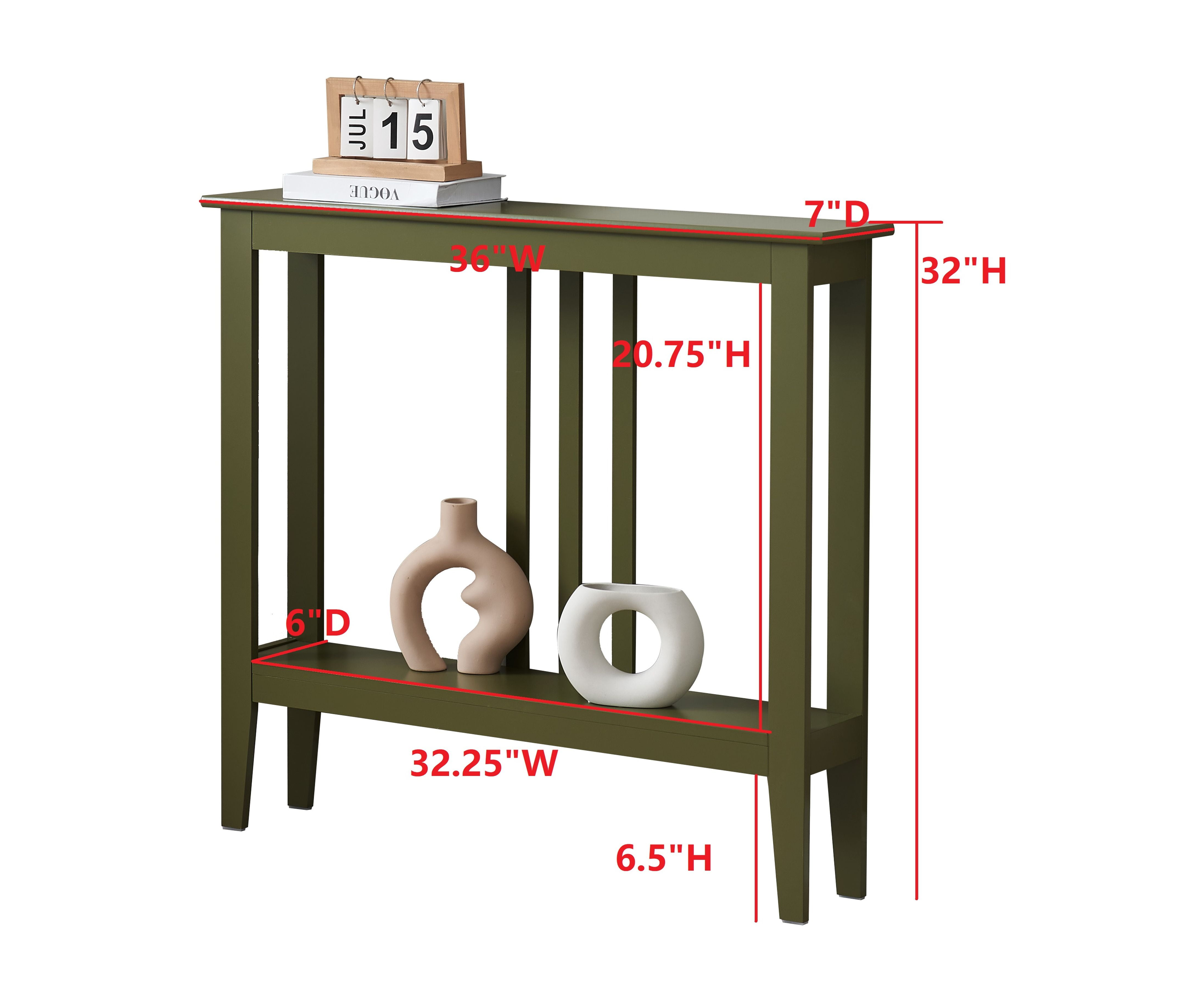Kings Brand Furniture - Entryway Table - Narrow Console Table - Console Table with Storage - Hallway Decor - Wood Console Tables for Entryway - Narrow Console Sofa Side Table - Foyer - Avocado