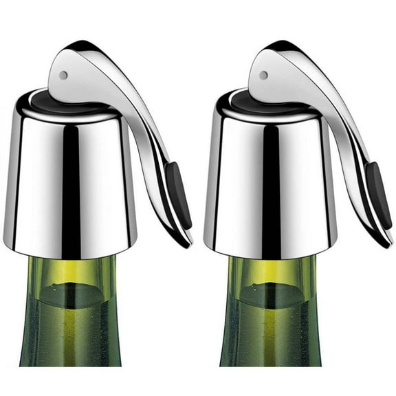 iMucci 2 Pcs Wine Stoppers - Stainless Steel Wine Bottle Stopper with Silicone Seal, Reusable Beverage Preserver, Freshness Keeper, Premium Bottle Sealers, Ideal Wine Saver Accessory Gift