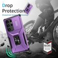 thumbnail image 3 of Heavy Duty Armor Case for Samsung Galaxy S24 Ultra with Slide Camera Cover & Magnetic Ring Stand Purple, 3 of 5