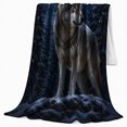thumbnail image 2 of Gray Wolf Moonlit Snowy Forest Serene Photorealistic Style, Peaceful Mountain Lake Scene, Warm Flannel Blanket for Cabin and Lodge, Outdoor Lovers Friendship Gift, Festive Home Decor, 2 of 7