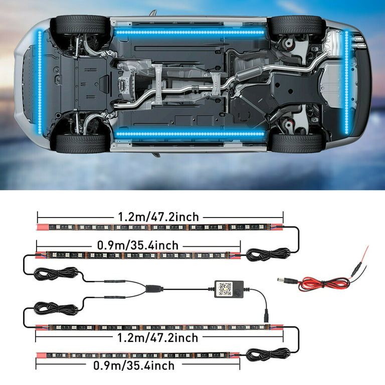 PRTEK Under Car Tube Underglow Underbody System Neon Light Kit LED