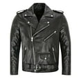 thumbnail image 6 of Men's Faux Leather Bomber Jacket Motorcycle Lapel Asymmetric Zip Up Slim Fit Biker Coat Thickening Parka with Pocket, 6 of 6