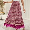thumbnail image 2 of Flowy Skirt Women Summer Beach Casual Boho Maxi Skirt with Drawstring Vintage Printing Comfortable Elastic Waist Long Skirts 2025 New, 2 of 7