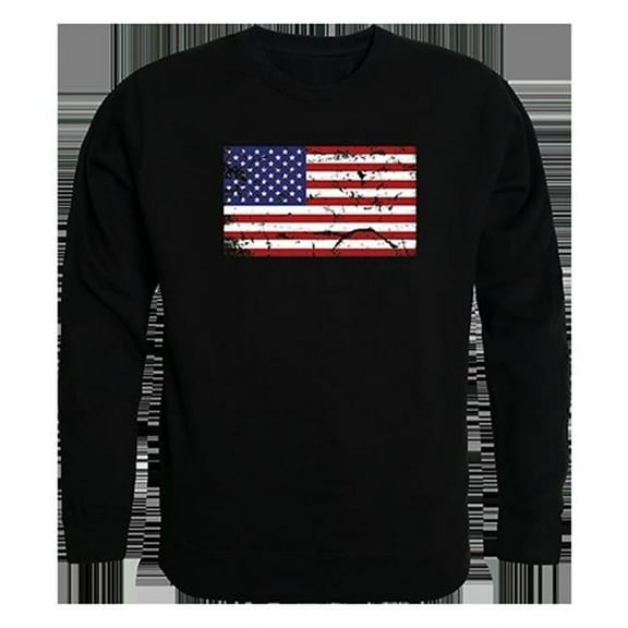 US Flag 2 Graphic Crewneck Sweatshirt, Black - Large