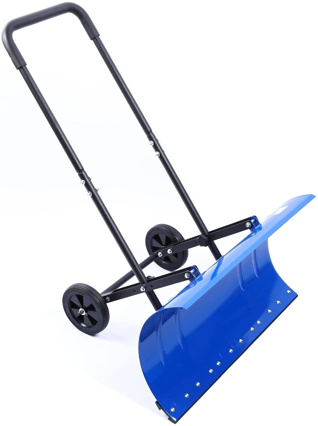 Snow Shovel with Wheels for Driveway, Heavy Duty Metal Shovels with