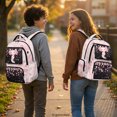 thumbnail image 3 of HELLHERO Pink Floral Sparkle Print Bookbags with Lightweight Durable Zaino per ragazze, Breathable 17 Inch School Bag for Travel Middle School Back to School, 3 of 7