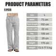 thumbnail image 2 of Pantalones casuales de lino para hombre, pantalones holgados de pierna recta con cintura elástica, pantalones de yoga para playa y verano, 2 of 5