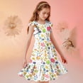 thumbnail image 6 of Girls Easter Dress Bunny Rabbit Flower Print Short Sleeve Ruffle A-Line Casual Party Dresses 95 Polyester Multicolor for Girls Ages 5-14 Years,Size 7 T, 6 of 6