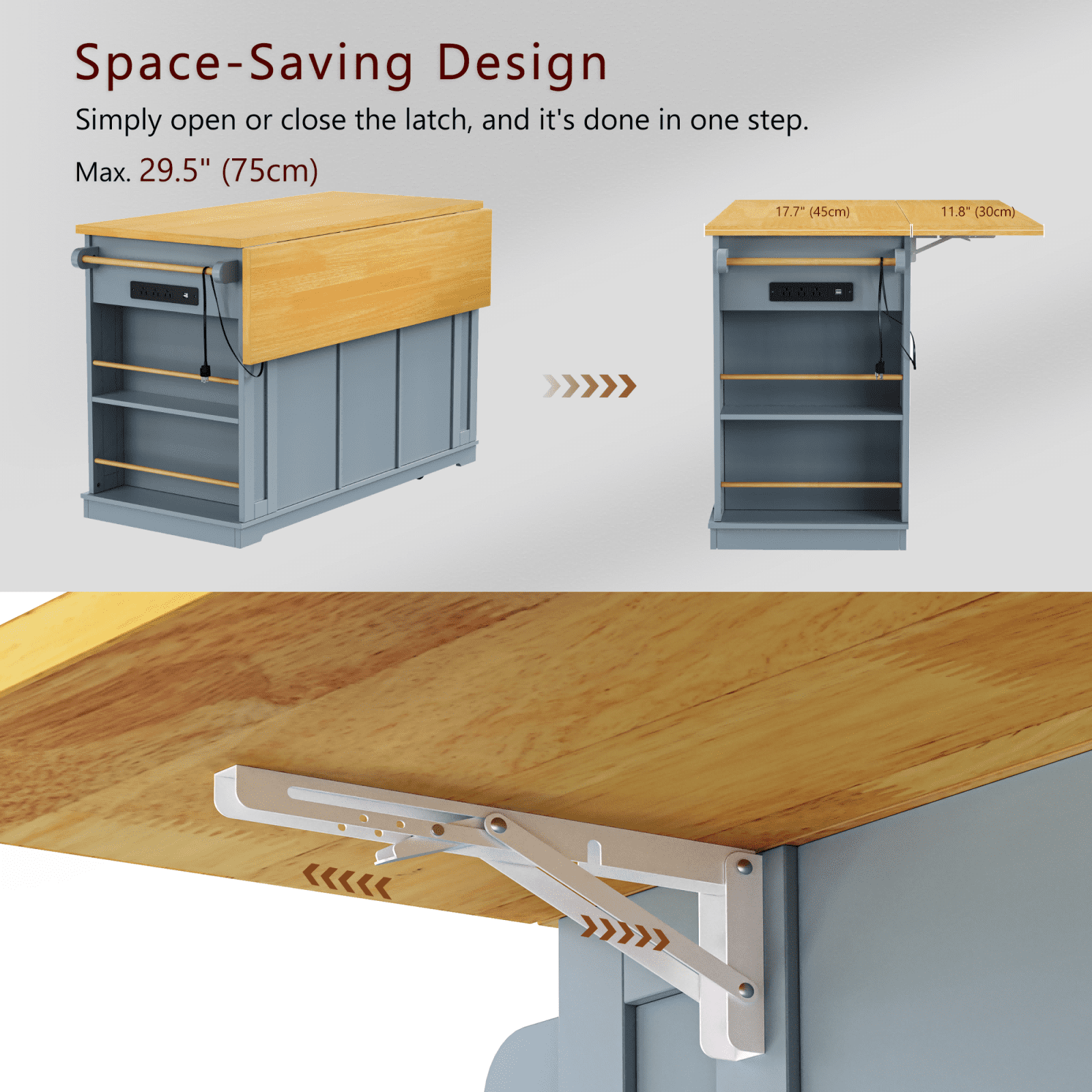 Kitchen Island with Storage, Moveable Kitchen Island with Power Outlet and Drop Leaf, Portable Kitchen Carts with Drawers and Shelves for Dinning Room