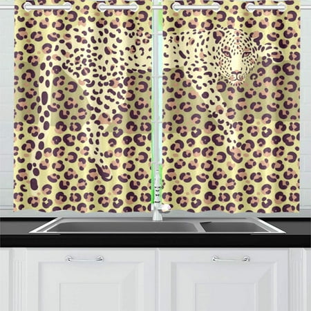 Mkhert Color Leopard Print Window Curtains Kitchen Curtain Room