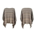 thumbnail image 4 of Xfvqtps Womens Cape Pullover Round Neck Fringed Cuff Knitting Stripe Comfortable Soft Sweater Fashion Casual Warm Fall and Winter Top Khaki, 4 of 6