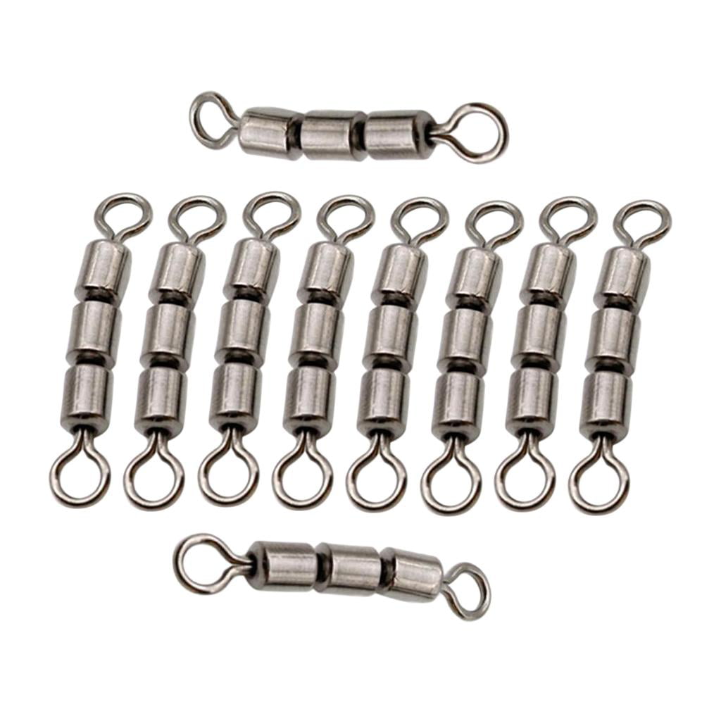 10pcs Fishing Ball Bearing Swivels Snap Connector Stainless Steel Rolling Box 