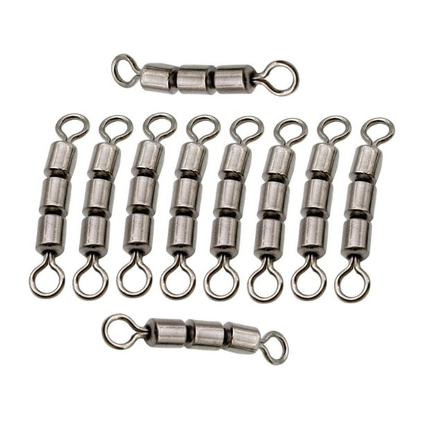 Paquete de 10 anzuelos giratorios triples para pesca, con anzuelo de anilla sólida y conector de línea. 04