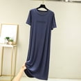 thumbnail image 2 of SBYOJLPB Womens Round Neck Dress Nightgown Solid Color Long Sleepshirts Relaxed Fit Comfortable Everyday Casual Home Wear, 2 of 5
