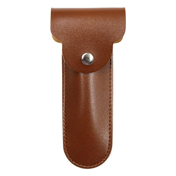 Estuche de maquinilla de afeitar de viaje Sunnimix Caja de afeitadora de cuero PU marrón