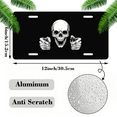 thumbnail image 2 of 1 Pcs License Plate Covers & Frames, Skeleton Pointing Forward with Intense Expression For Decorative Front, Aluminum License Plate Covers & Frames Cover For Men Women, 12" X 6", 2 of 7