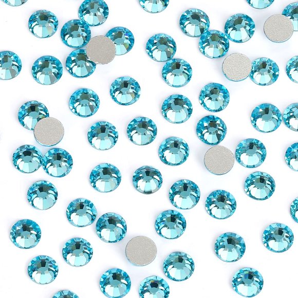 3000 piezas de diamantes de imitación de cristal de aguamarina con parte trasera plana, mini piedras preciosas para uñas, cara, maquillaje, manualidades, decoración de ropa (SS10, 0.110 in, aguamarina