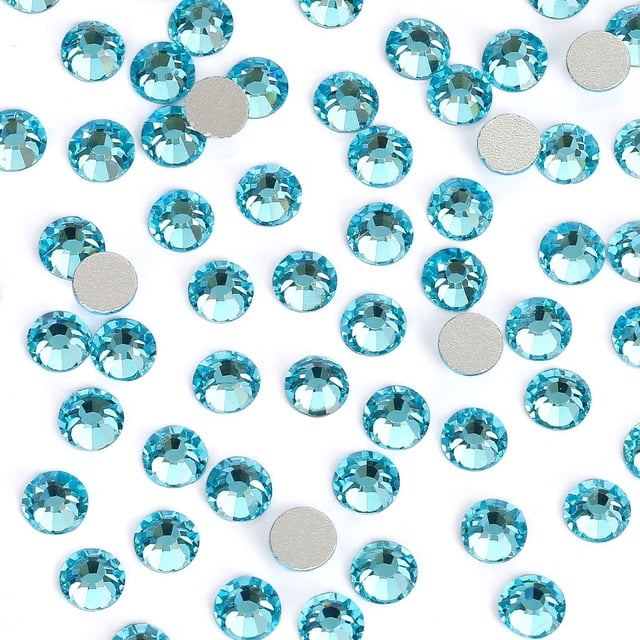 3000 piezas de diamantes de imitación de cristal de aguamarina con parte trasera plana, mini piedras preciosas para uñas, cara, maquillaje, manualidades, decoración de ropa (SS8 0.094 in, aguamarina)