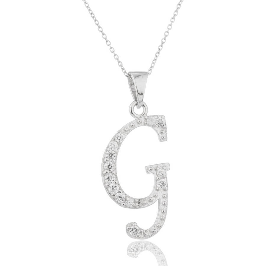 PORI JEWELERS - Pori Jewelers CZ Sterling Silver G Initial Pendant ...