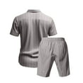 thumbnail image 6 of Mens Cotton Linen Shorts and Shirt Sets Tracksuit Set Summer Co Ord Sets Short Sleeve Button Down Shirts & Shorts with Pockets 2 Piece Outfits Vacation Beach Wedding Suits Gray XL, 6 of 7