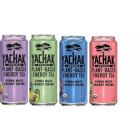 Yachak Organic Yerba Mate - Variety Pack: Blackberry, Passionfruit, Ultimate Mint, Berry Blue - 16fl.oz (Pack of 16)