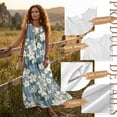 thumbnail image 7 of FOR U DESIGNS Cherry Blossom Stripe Print Couple Outfits Womens Dress and Mens Shirt, Linen-Style V Neck Men Button Down Shirt Flowy Soft Women Sleeveless Sundress, 7 of 7
