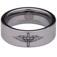 thumbnail image 2 of Angel Wings and Cross Tungsten Carbide Ring, 2 of 9