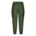 thumbnail image 7 of HUPOM Boys Dress Pants Pants For Men Cargo Mid Waist Rise Short Slim Bootcut Army Green L, 7 of 7