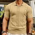 thumbnail image 7 of Men's Knit Golf T-Shirt Vintage 1/4 Zipper Preppy Style Tennis Shirts Summer Casual Short Sleeve Sweater Tops, 7 of 7