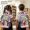 thumbnail image 4 of SEANATIVE Kids Transparent Backpack Clear Bookbag See Through Clear Bag for Sport Music Events Travel Security PVC Transparent Backpacks for Boys Girls, Horse Pink Flower, 4 of 7