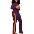 thumbnail image 3 of MAWCLOS Women Sweatsuits Pocket Tracksuit Set Elastic Waist Jogger Sets Breathable Home Solid Color Sweatshirt And Sweatpant Brown S, 3 of 4