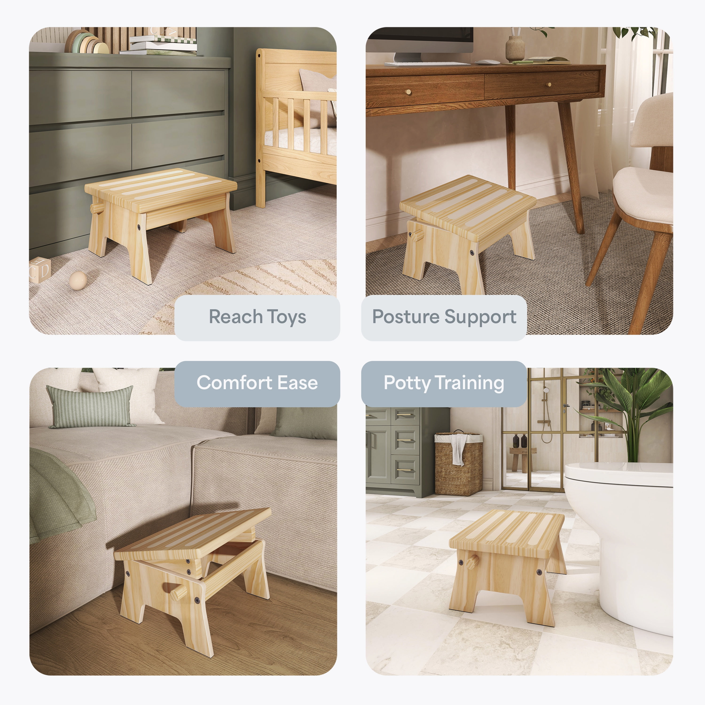 Dream On Me Ease-Up Adjustable Nursing Footrest In Natural