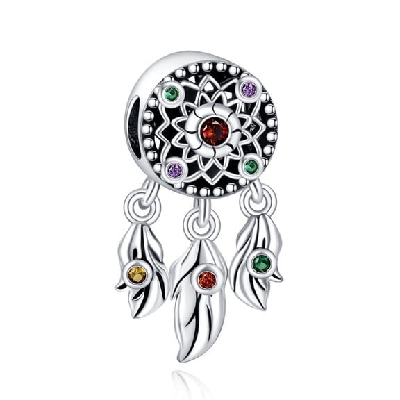 ROSIANNA 925 Sterling Silver Charm for Bracelets Feather Dreamcather Dangle Charm Women Bracelet Charm