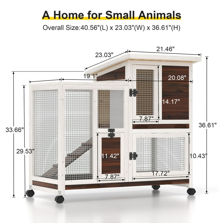 GOJOOASIS Rabbit Hutch Indoor, Chicken Coop Outdoor with 3