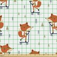 thumbnail image 2 of Ambesonne Fox Fabric by the Yard Upholstery, Animal with Scooter Tiny Trees, 1 Yard, Burnt Orange Indigo, 2 of 5
