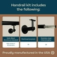 thumbnail image 4 of Industrial Aluminum 1.5 Inch Round Complete Indoor/Outdoor Straight Handrail Grab Bar Kit, Satin Black, 20 Foot Handrail, 4 of 4