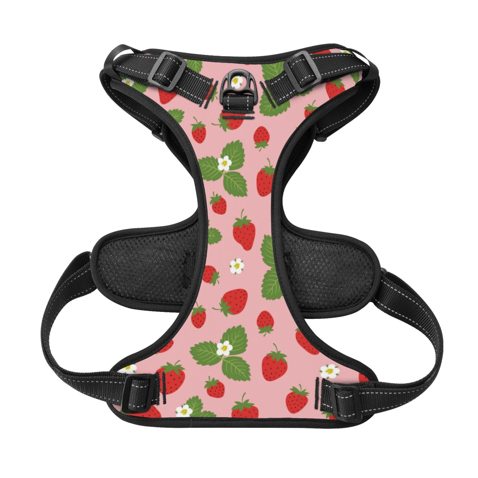 Kdxio Strawberries Print No Pull Dog Harness Adjustable Reflective Oxford Easy Control Medium Large Dog Harness for Training and Everyday-Medium