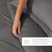 8-Piece Bedding Bundle with Comforter Set, Bed Sheets & Bed Skirt in Gray Ultra Soft Microfiber for Twin Size Beds