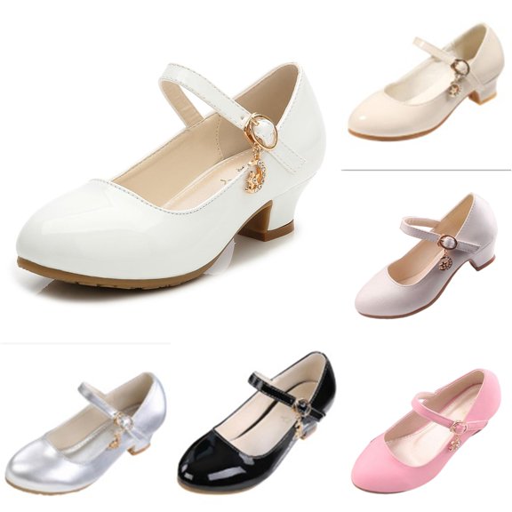 Krdevn Mary Jane Low Heel Shoes with Charm Buckle Strap Spring Summer Party Daily Shoes (Little Girls, Big Girls),39