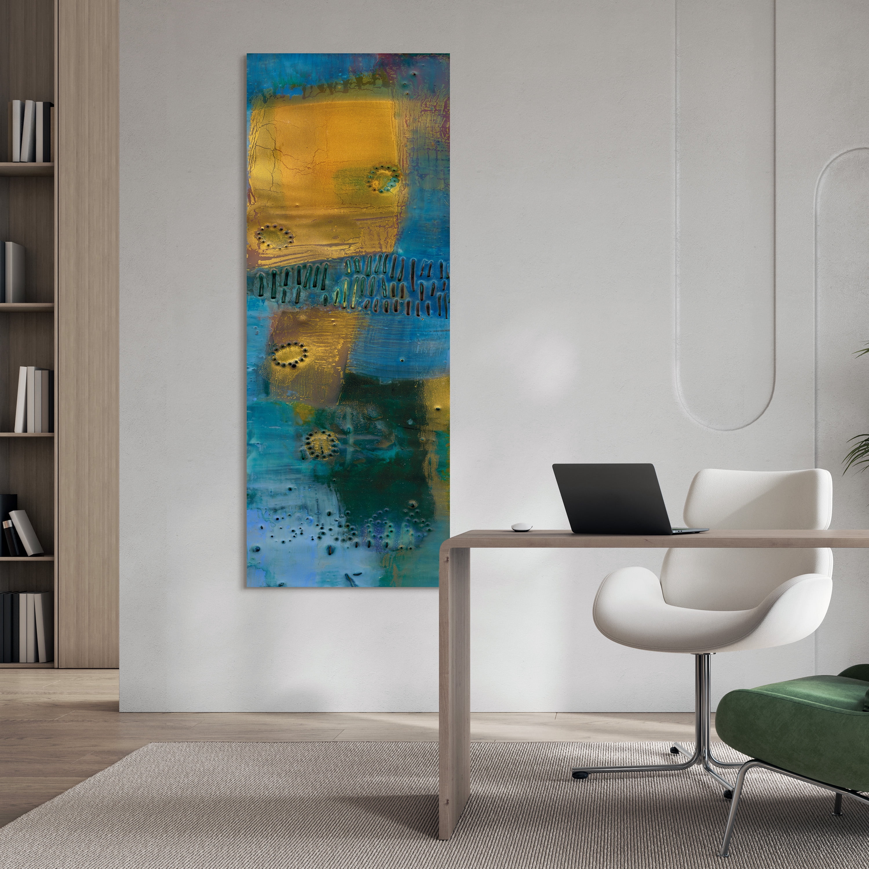 Empire Art Direct Reedy Blue I Frameless Free Floating Tempered Glass Panel Graphic Wall Art, 63" x 24" x 0.2", Ready to Hang