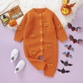 thumbnail image 5 of FASHOFT Baby Halloween 3D Hand Embroidered One Piece Romper Soft Halloween Bodysuit Crawling Outfit Cute Holiday Wear For Halloween Orange 0-1 Months, 5 of 5