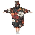 thumbnail image 2 of FORMRS Wearable Blanket Hoodie with Sleeves for Kids Cozy Flannel Sweatshirt, Red Flowers Pattern, 2 of 7